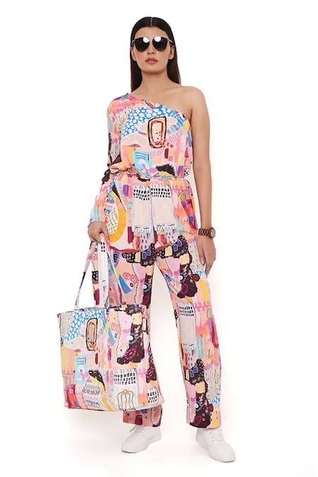 PS Pret by Payal Singhal Trance Print One Shoulder Jumpsuit 