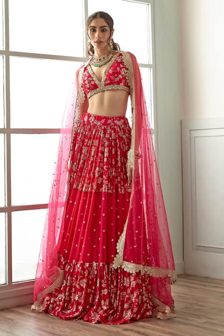 Studio Iris India Afreen Floral Sequin Embroidered Bridal Lehenga Set 