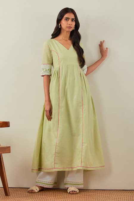 THE INDIAN CAUSE Markab Sleeve Embroidered Anarkali & Palazzo Set 