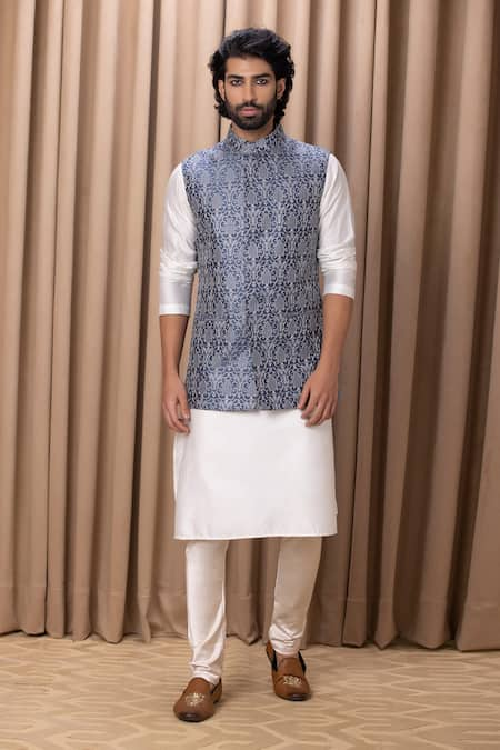 Ankit V Kapoor Fahad Mandarin Collar Bundi & Kurta Set 