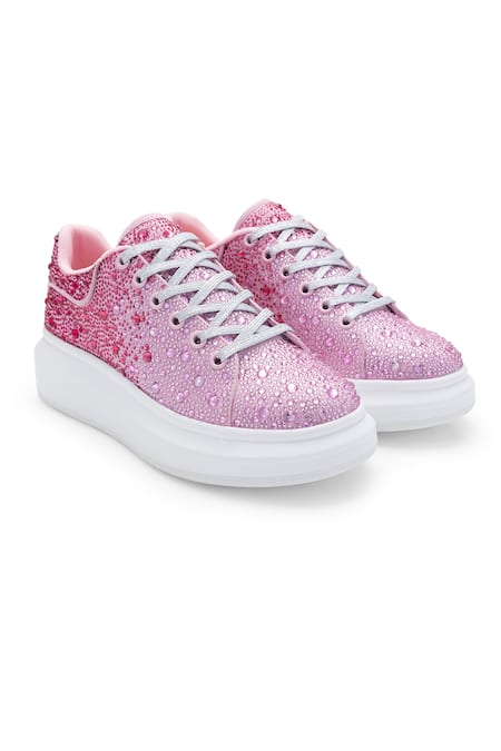 Anaar Sorbet Rhinestone Embellished Sneaker Wedges 