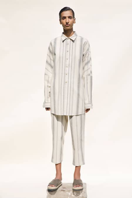 Urvashi Kaur Duro Handloom Cotton Striped Pant 
