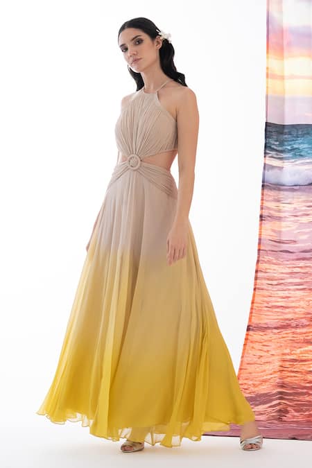 AMRTA by GUNEET KONDAL Halter Neck Ombre Gown 