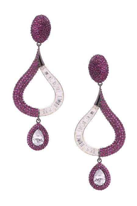 Soigne Atelier Pink Embellished Dew Drops Earrings 1