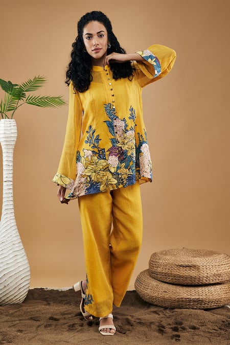 Soup By Sougat Paul Zinnia Handloom Cotton Applique Pant Co-ord Set 