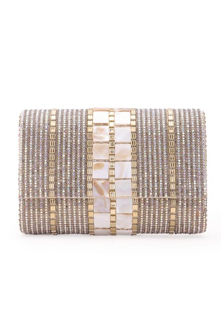 5elements Gold Embroidery Stripe Clutch