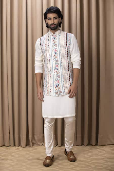 Ankit V Kapoor Lakeer Printed Bundi & Kurta Set 