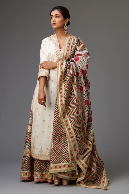 KORA Dori Embroidered Kurta Lehenga Set 