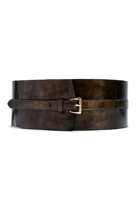 Trov Maroon Luca Metallic Buckle Belt 
