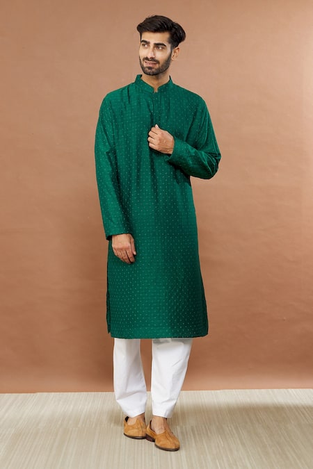 Aham-Vayam French Knot Embroidered Kurta Set 