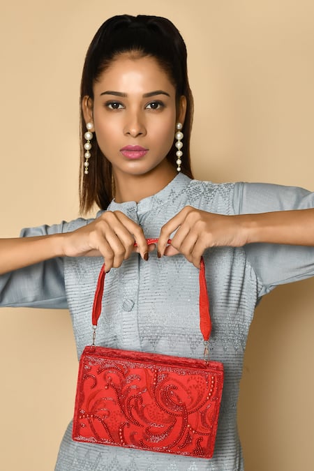 FEZA BAGS Abstract Embellished Clutch 