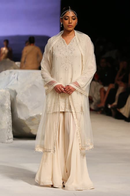 Tarun Tahiliani Chikankari Short Kurta Sharara Set 