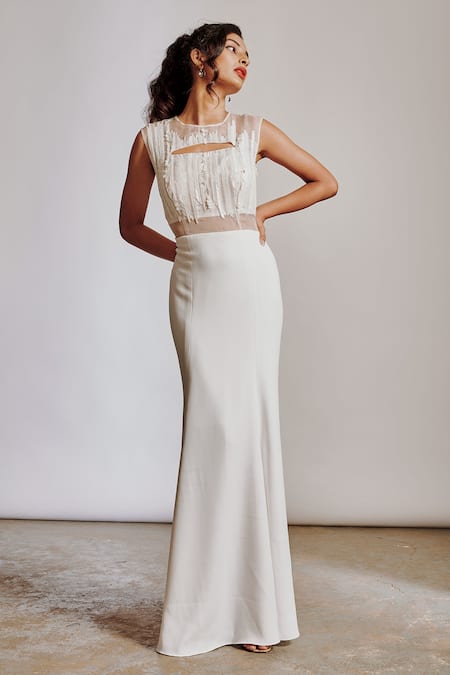 Pocket Stories Sequin Embroidered Fitted Gown 