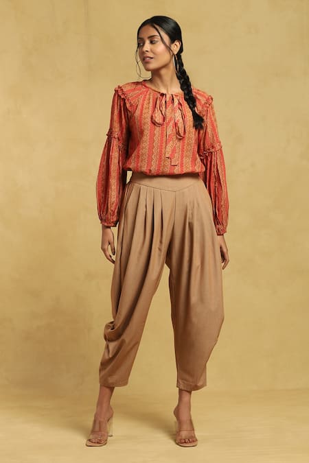 Ritu Kumar Solid Front Pleat Dhoti Pant 