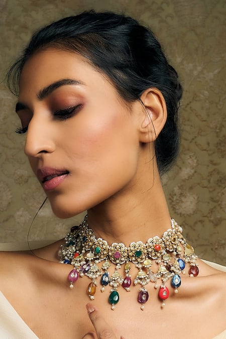 Tarun Tahiliani Navrattan Embellished Choker 