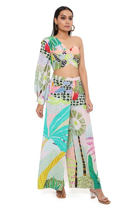 PS Pret by Payal Singhal Tropical Print Top & Palazzo Set 