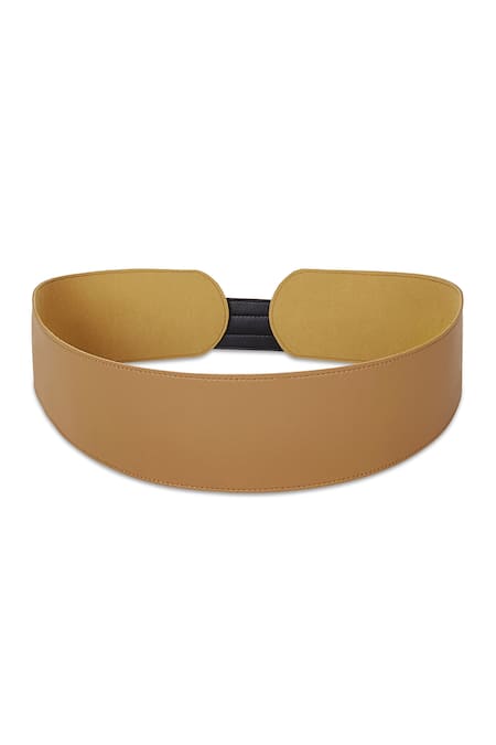 Trov Brown Solid Leather Buckle Belt 