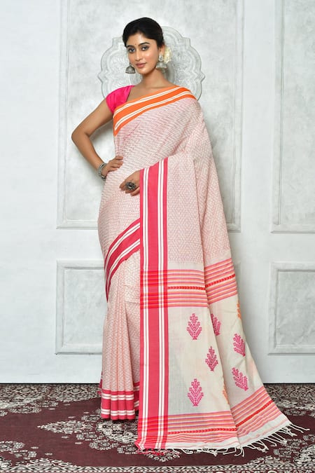 Samyukta Singhania Cotton Geometric & Striped Woven Saree 