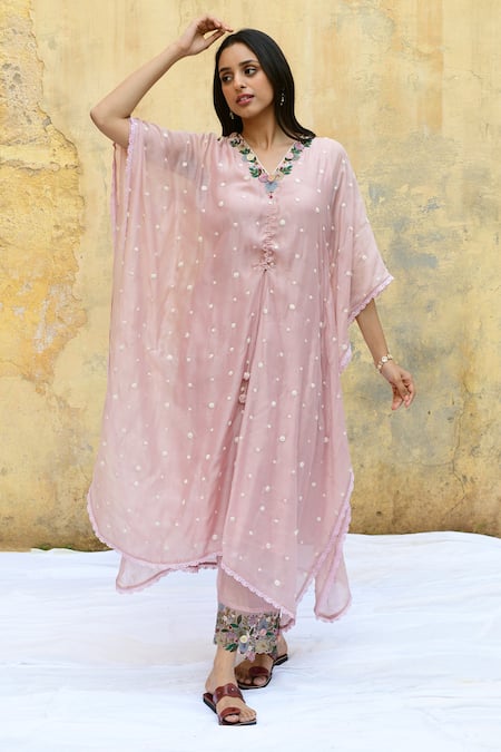 Label Niti Bothra Rosette Embroidered Kaftan 