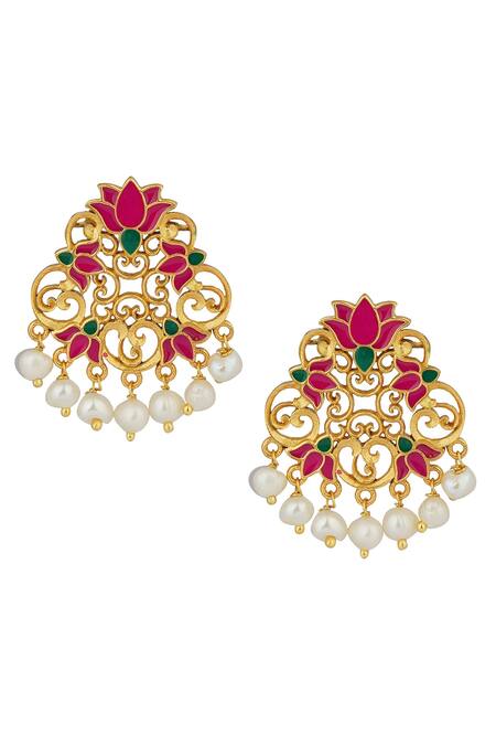 Zariin Glory Lotus Dangler Earrings 