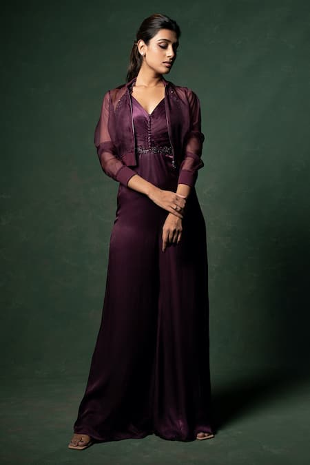 Parshya Embellished Jumpsuit With Bomber Jacket