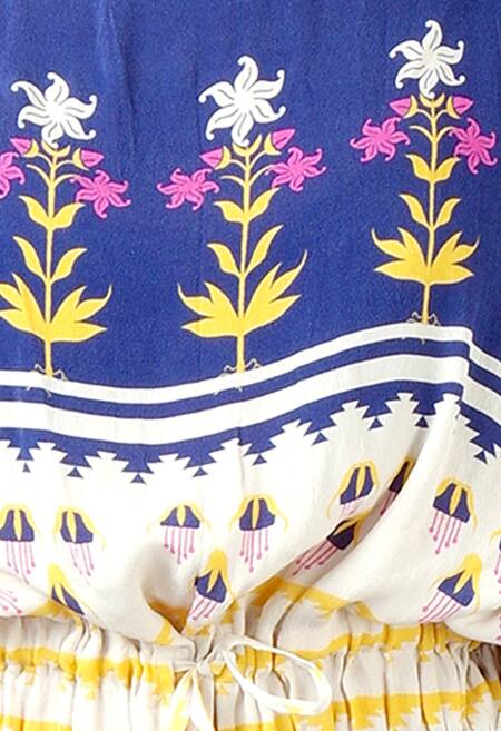 Soup By Sougat Paul Blue And Pink Printed Kaftan Dress Online at Aza Fashions Soup By Sougat Paul_Blue And Pink Printed Kaftan Dress _Online_at_Aza_Fashions