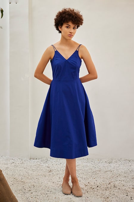 Kharakapas Iris Solid Cotton Poplin Dress 