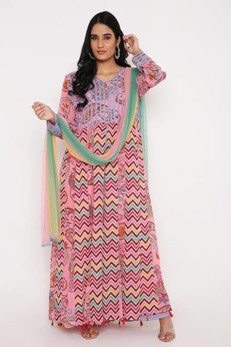 Bha sha Water Printed Anarkali Set 