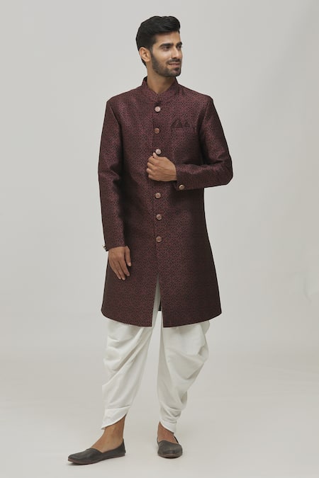 Arihant Rai Sinha Woven Floral Pattern Sherwani Set 