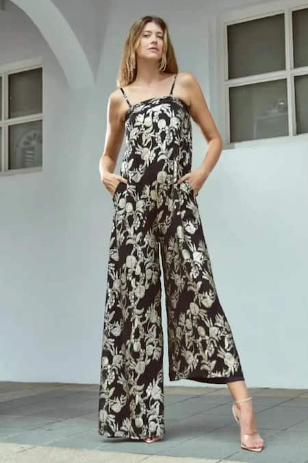 Style Junkiie Self Embroidered Asymmetrical Jumpsuit 