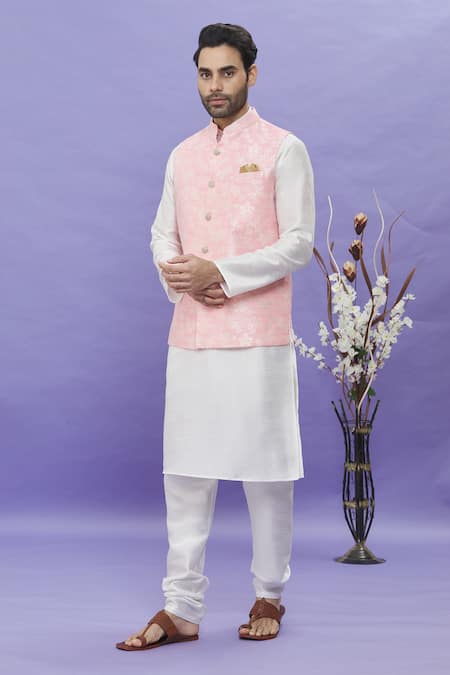 Aryavir Malhotra Floral Pattern Sleeveless Bundi & Kurta Set 