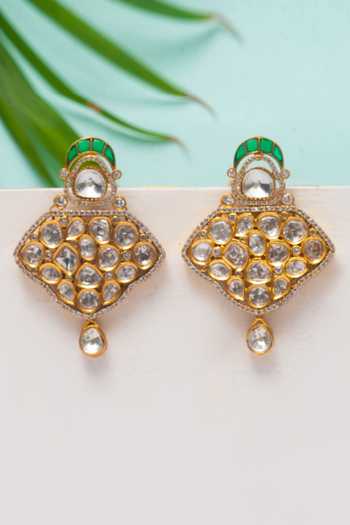 Zevar By Geeta Kundan Stone Studded Earrings 