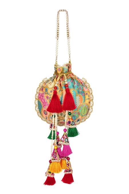 Buy Miar Designs Kriti Floral Jaal Pattern Potli Bag at Aza Fashions Buy_Miar Designs_Kriti Floral Jaal Pattern Potli Bag_at_Aza_Fashions