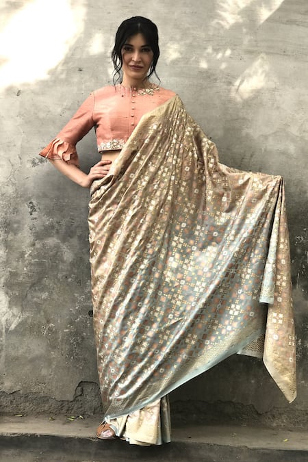 I Am Design Ombre Ikat Print Saree 