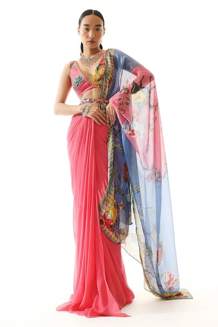 Mahima Mahajan Printed Pre-Draped Saree With Blouse 