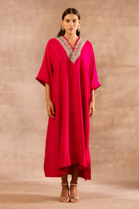 JAYANTI REDDY Silk Zardozi Embroidered Yoke Kaftan 