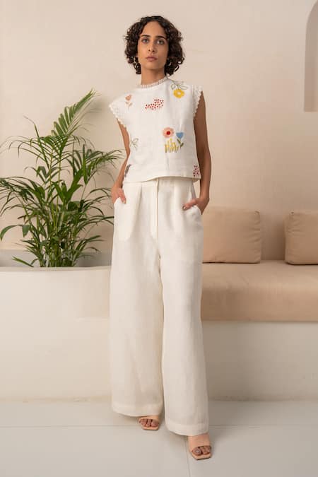 Arcvsh by Pallavi Singh Floral Embroidered Sleeveless Top 