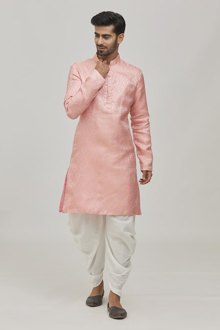 Khwaab by Sanjana Lakhani Pink Jacquard Woven Floral Motifs Kurta And Patiala Pant Set 