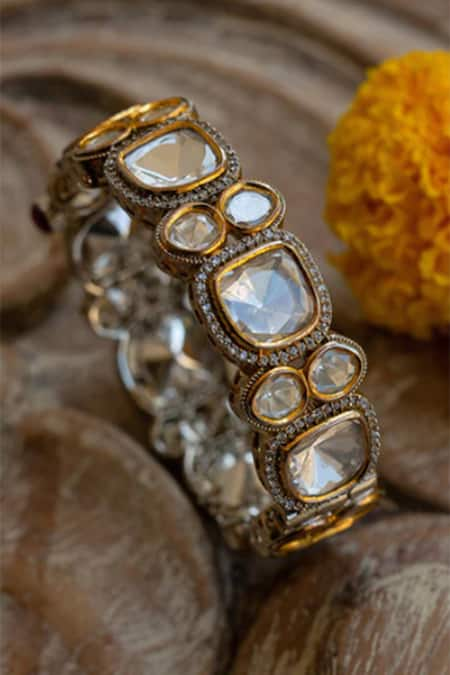 Zevar by Geeta Polki Studded Kada 