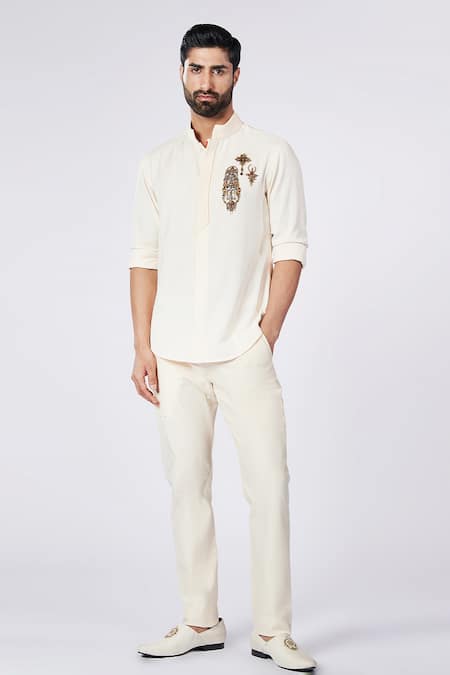 S&N by Shantnu Nikhil Placement Embroidered Crest Shirt 