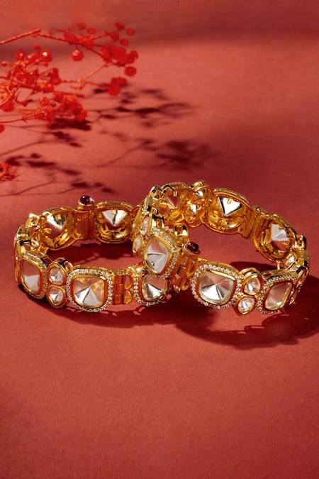ZEVAR BY GEETA Polki Embellished Kada - Single Pc 