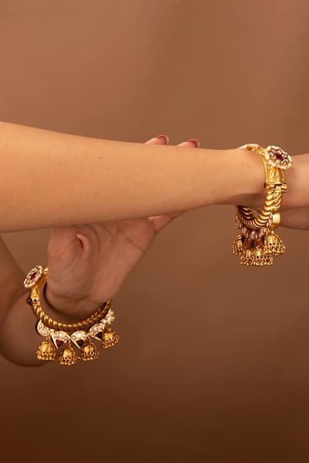 Tizora Jhumki Latkans Pacheli Bangles - Set of 2 