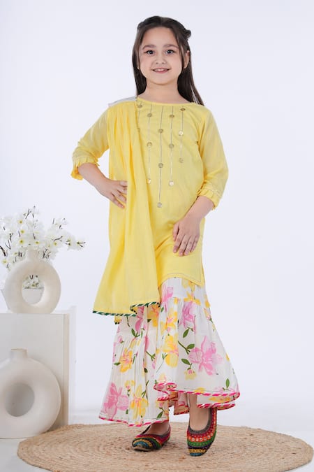 Kalp Floral Gota Embroidered Kurta Sharara Set 