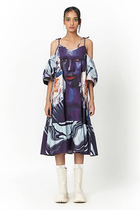 Two Point Two Michi Printed Cold Shoulder Dress 