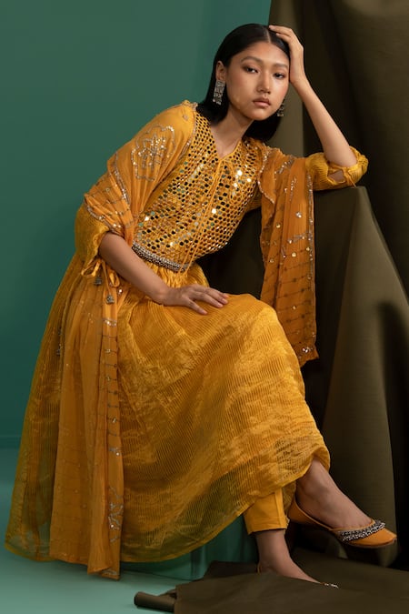 5elements Stripe Pattern Anarkali Set 