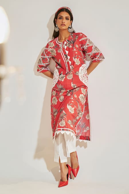 Buy Embroidered Kurta with Pants by Myoho at Aza Fashions | Cotton kurti  designs, Kurta designs women, Designer kurti patterns