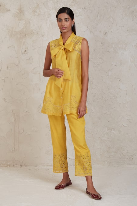 Sue Mue Ifza Handwoven Chanderi Pant Set 