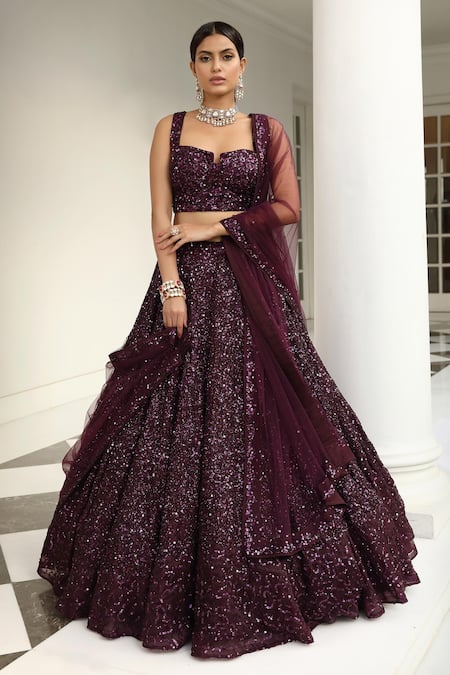 Miku Kumar All Over Sequin Hand Embroidered Bridal Lehenga Set 