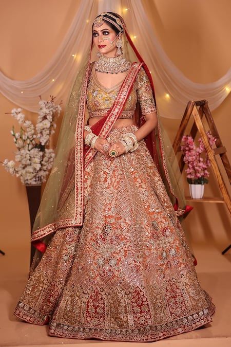 Pink Banarasi Silk Bridal Lehenga Choli In Stone Work 2945LG03