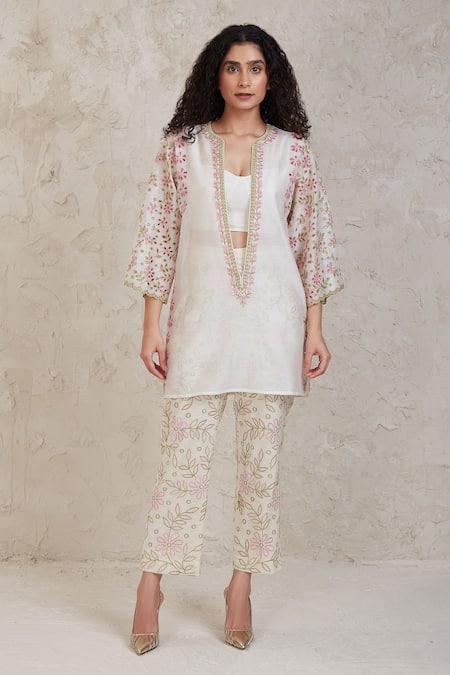 Sue Mue Amal Handwoven Chanderi Kurta Pant Set 